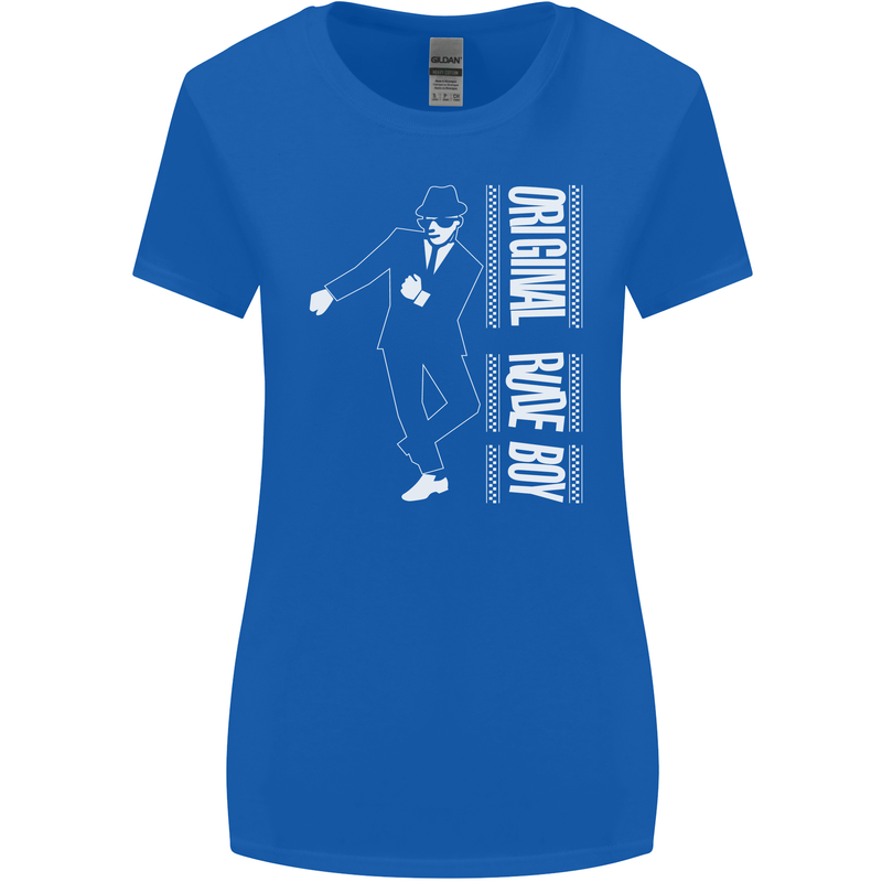 Original Rude Boy 2Tone 2 Tone SKA Womens Wider Cut T-Shirt Royal Blue