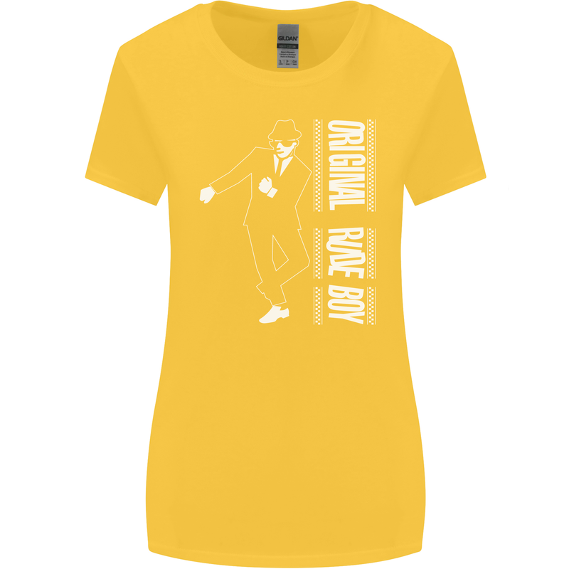Original Rude Boy 2Tone 2 Tone SKA Womens Wider Cut T-Shirt Yellow