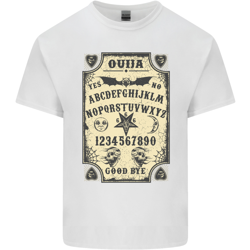 Ouija Board Demons Black Magic Halloween Mens Cotton T-Shirt Tee Top White