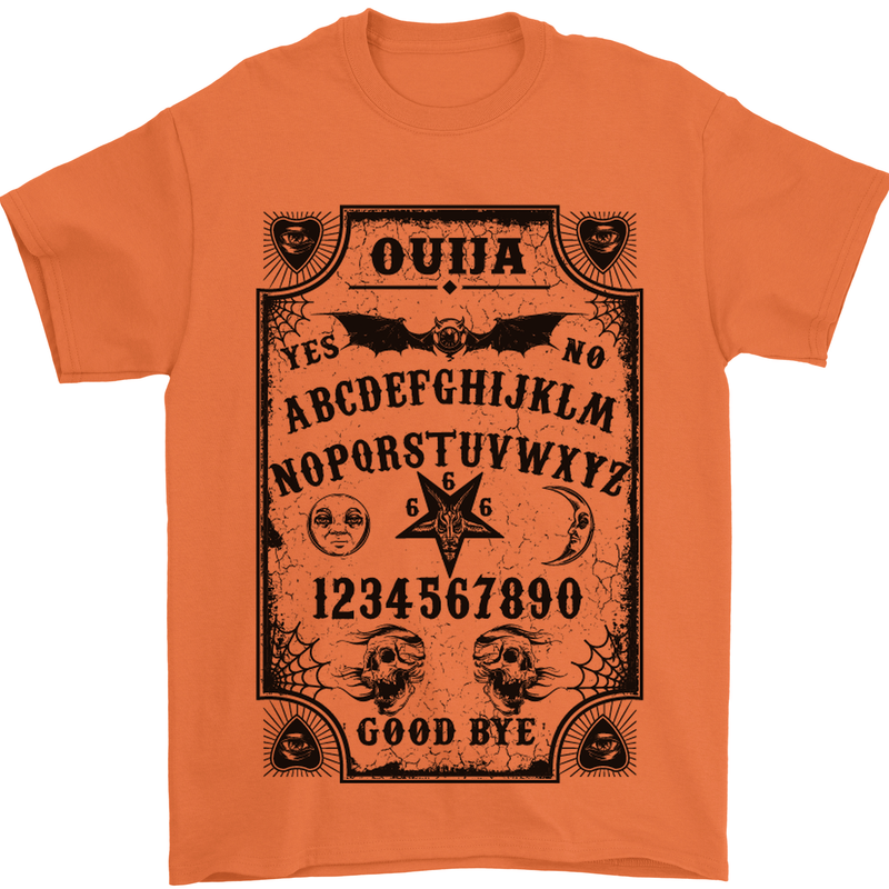Ouija Board Voodoo Demons Spirits Halloween Mens T-Shirt Cotton Gildan Orange