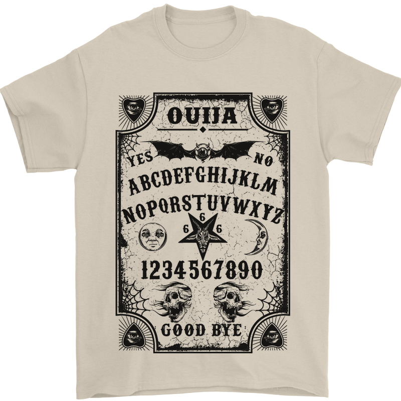 Ouija Board Voodoo Demons Spirits Halloween Mens T-Shirt Cotton Gildan Sand