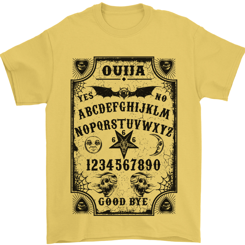 Ouija Board Voodoo Demons Spirits Halloween Mens T-Shirt Cotton Gildan Yellow