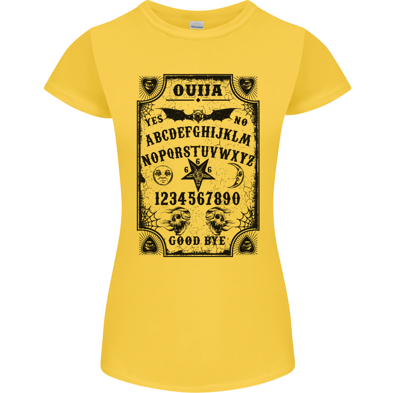 Ouija Board Voodoo Demons Spirits Halloween Womens Petite Cut T-Shirt Yellow