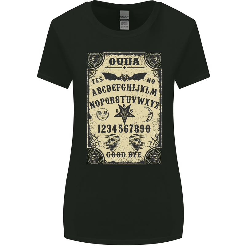 Ouija Board Voodoo Demons Spirits Halloween Womens Wider Cut T-Shirt Black