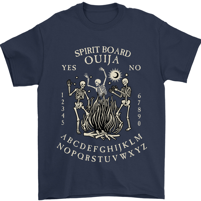 Ouija Spirit Board Halloween Demons Ghosts Mens T-Shirt Cotton Gildan Navy Blue