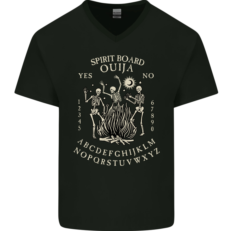 Ouija Spirit Board Halloween Demons Ghosts Mens V-Neck Cotton T-Shirt Black