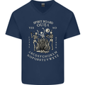 Ouija Spirit Board Halloween Demons Ghosts Mens V-Neck Cotton T-Shirt Navy Blue