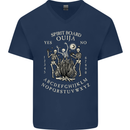 Ouija Spirit Board Halloween Demons Ghosts Mens V-Neck Cotton T-Shirt Navy Blue