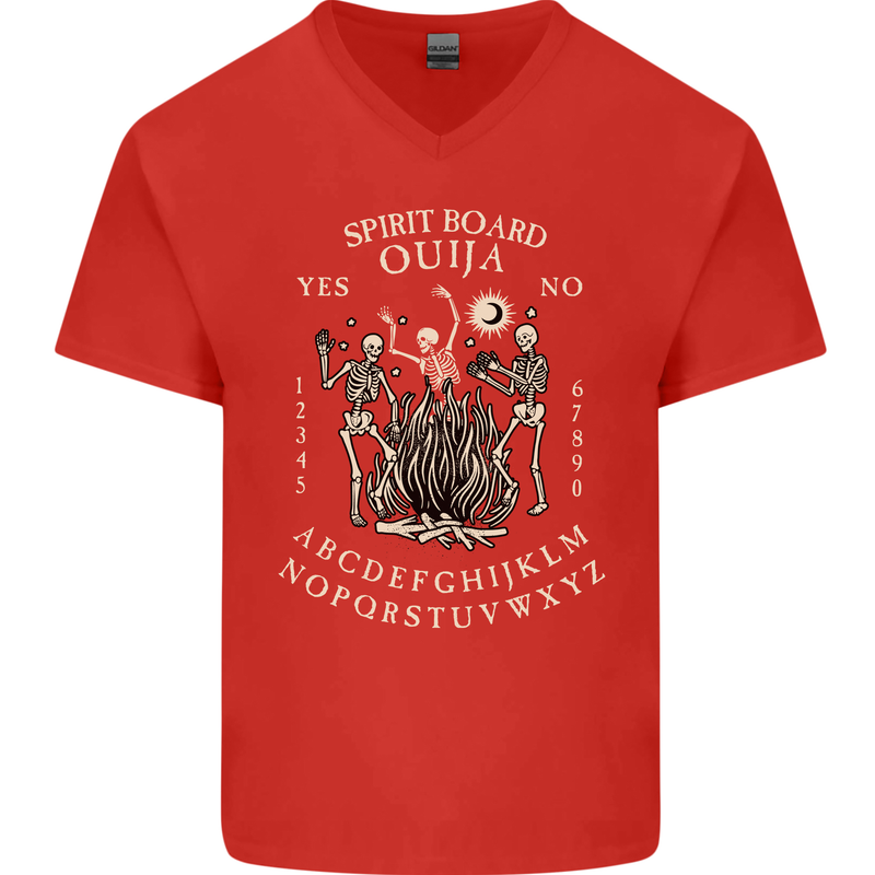 Ouija Spirit Board Halloween Demons Ghosts Mens V-Neck Cotton T-Shirt Red