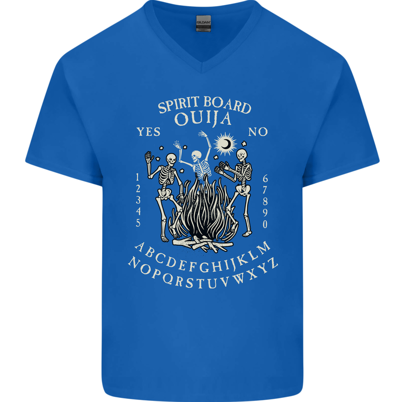 Ouija Spirit Board Halloween Demons Ghosts Mens V-Neck Cotton T-Shirt Royal Blue