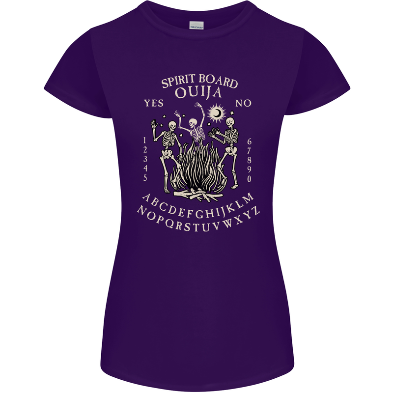 Ouija Spirit Board Halloween Demons Ghosts Womens Petite Cut T-Shirt Purple