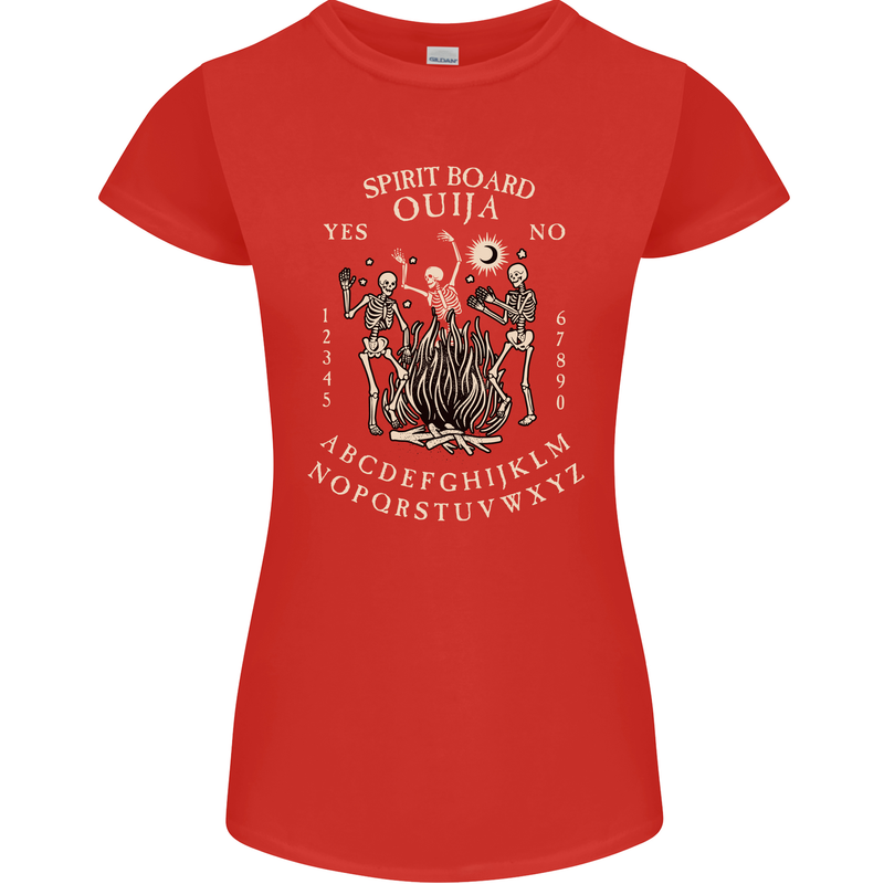 Ouija Spirit Board Halloween Demons Ghosts Womens Petite Cut T-Shirt Red