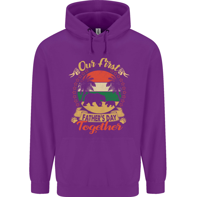 Our First Fathers Day Funny Bear Cub Mens 80% Cotton Hoodie Purple