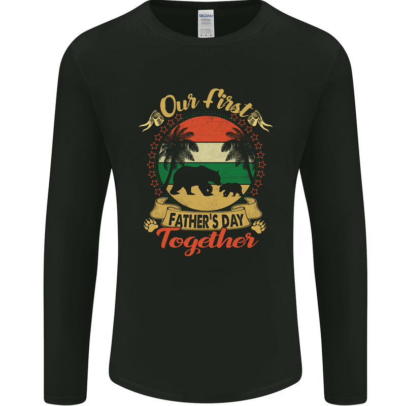Our First Fathers Day Funny Bear Cub Mens Long Sleeve T-Shirt Black
