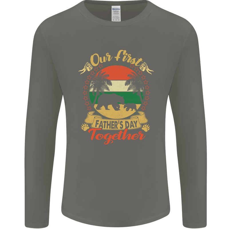 Our First Fathers Day Funny Bear Cub Mens Long Sleeve T-Shirt Charcoal