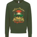 Our First Fathers Day Funny Bear Cub Mens Sweatshirt Jumper Forest Green