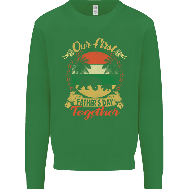 Our First Fathers Day Funny Bear Cub Mens Sweatshirt Jumper Irish Green