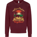 Our First Fathers Day Funny Bear Cub Mens Sweatshirt Jumper Maroon