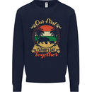 Our First Fathers Day Funny Bear Cub Mens Sweatshirt Jumper Navy Blue