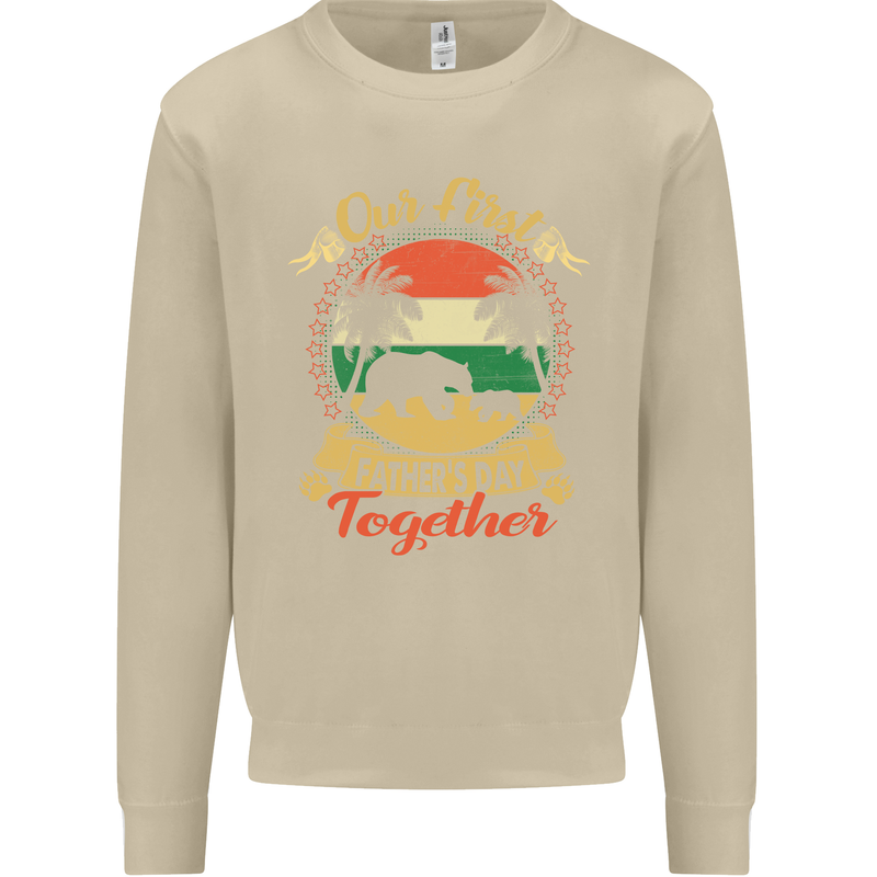 Our First Fathers Day Funny Bear Cub Mens Sweatshirt Jumper Sand