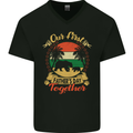 Our First Fathers Day Funny Bear Cub Mens V-Neck Cotton T-Shirt Black