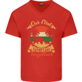 Our First Fathers Day Funny Bear Cub Mens V-Neck Cotton T-Shirt Red
