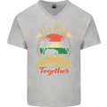 Our First Fathers Day Funny Bear Cub Mens V-Neck Cotton T-Shirt Sports Grey