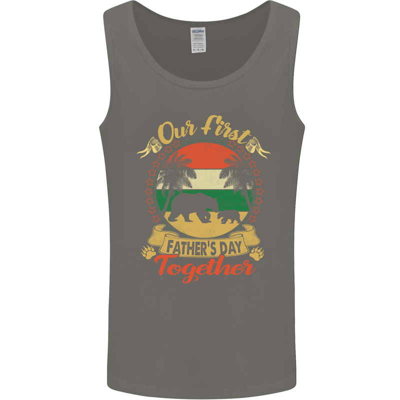Our First Fathers Day Funny Bear Cub Mens Vest Tank Top Charcoal