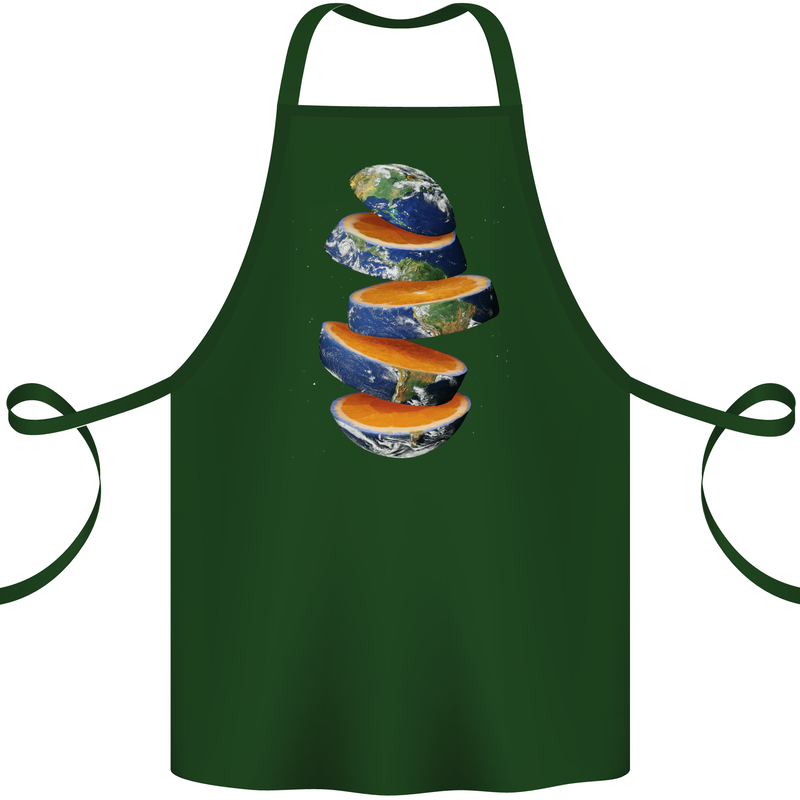 Our Orange Planet Earth Cotton Apron 100% Organic Forest Green