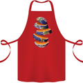 Our Orange Planet Earth Cotton Apron 100% Organic Red