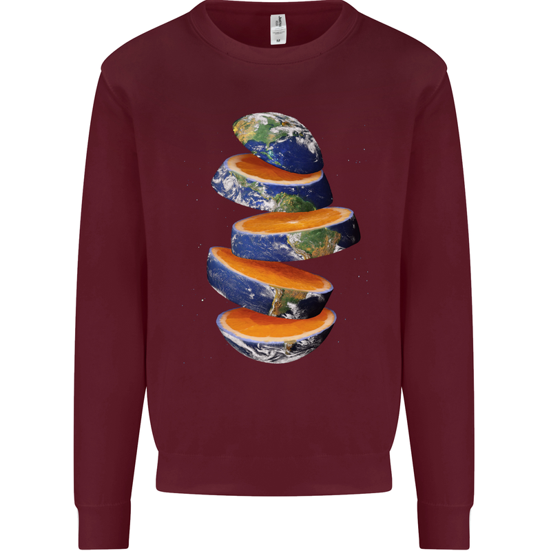 Our Orange Planet Earth Kids Sweatshirt Jumper Maroon