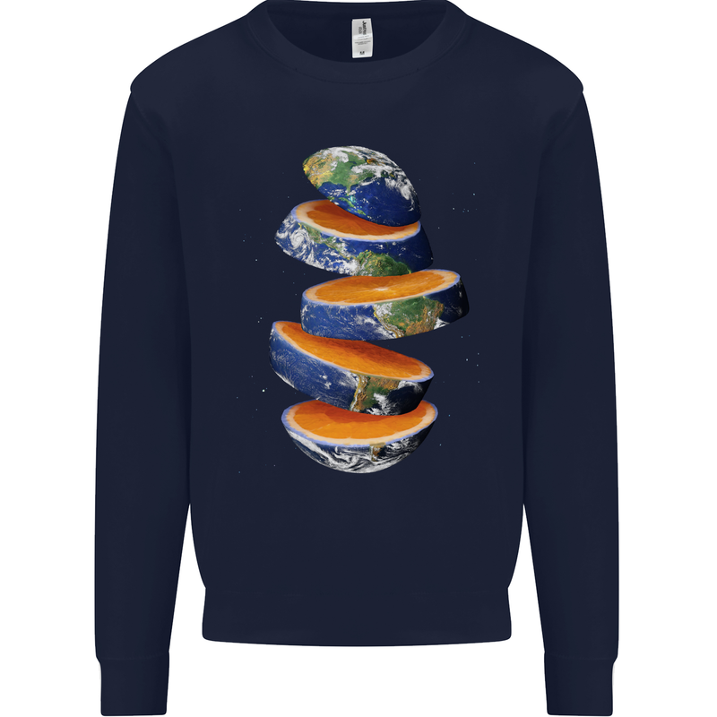 Our Orange Planet Earth Kids Sweatshirt Jumper Navy Blue