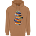 Our Orange Planet Earth Mens 80% Cotton Hoodie Caramel Latte
