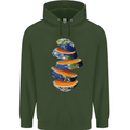 Our Orange Planet Earth Mens 80% Cotton Hoodie Forest Green