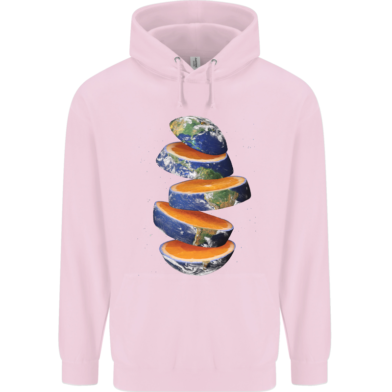 Our Orange Planet Earth Mens 80% Cotton Hoodie Light Pink
