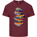 Our Orange Planet Earth Mens Cotton T-Shirt Tee Top Maroon