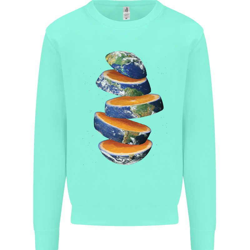 Our Orange Planet Earth Mens Sweatshirt Jumper Peppermint
