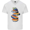 Our Orange Planet Earth Mens V-Neck Cotton T-Shirt White