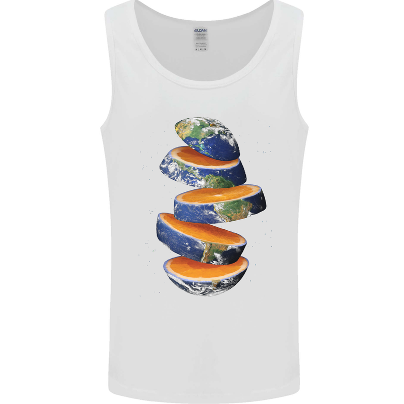 Our Orange Planet Earth Mens Vest Tank Top White