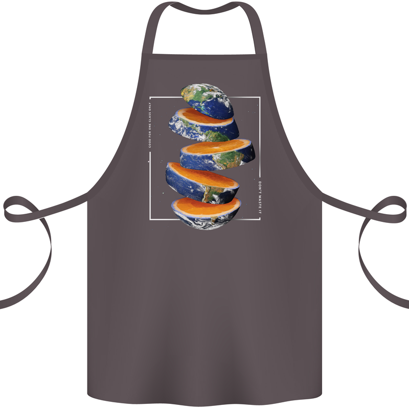 Our Orange Planet Earth One Glass Only Cotton Apron 100% Organic Dark Grey