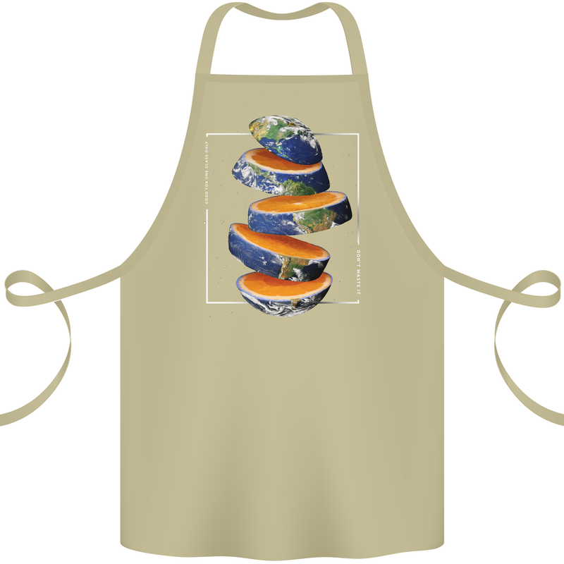 Our Orange Planet Earth One Glass Only Cotton Apron 100% Organic Khaki