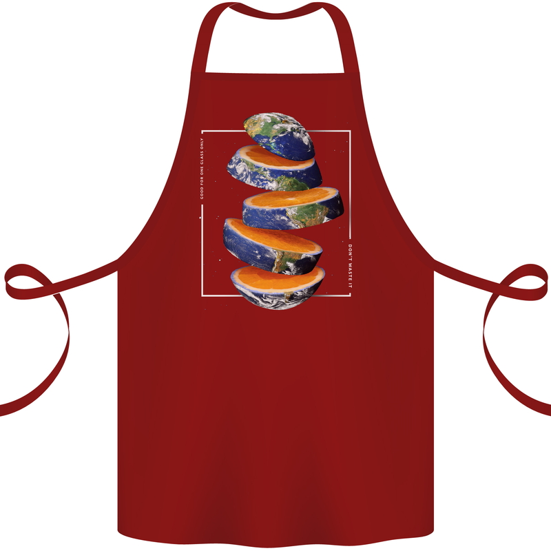 Our Orange Planet Earth One Glass Only Cotton Apron 100% Organic Maroon