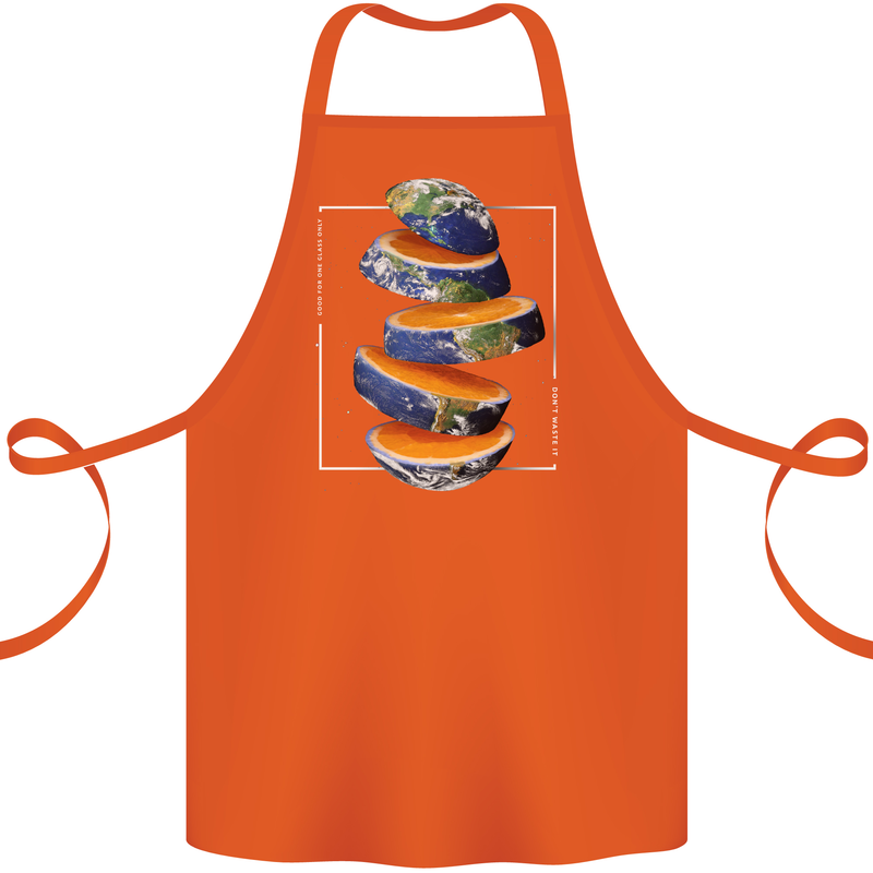 Our Orange Planet Earth One Glass Only Cotton Apron 100% Organic Orange