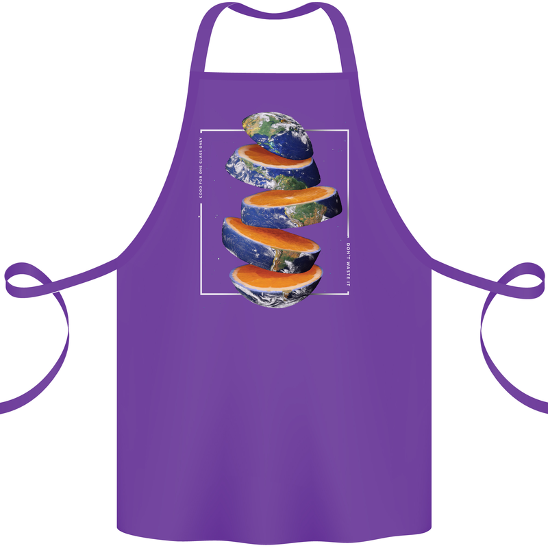 Our Orange Planet Earth One Glass Only Cotton Apron 100% Organic Purple
