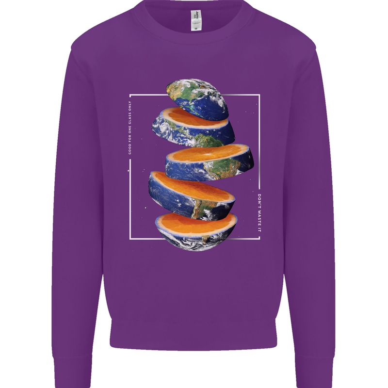 Our Orange Planet Earth One Glass Only Kids Sweatshirt Jumper Purple