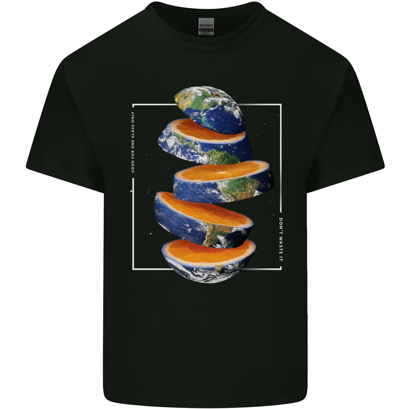 Our Orange Planet Earth One Glass Only Kids T-Shirt Childrens Black