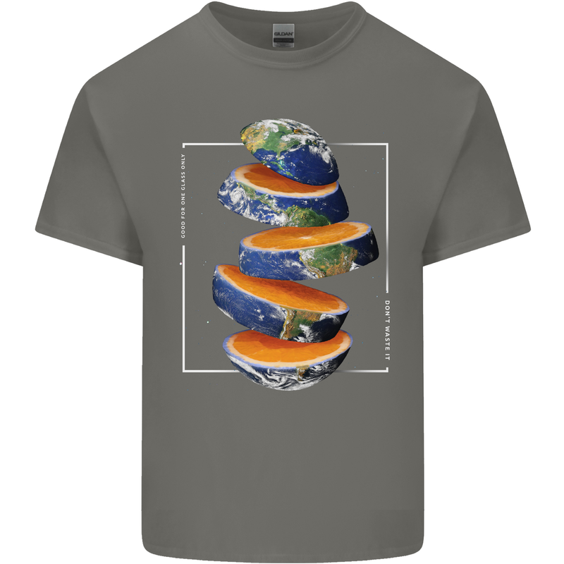 Our Orange Planet Earth One Glass Only Kids T-Shirt Childrens Charcoal