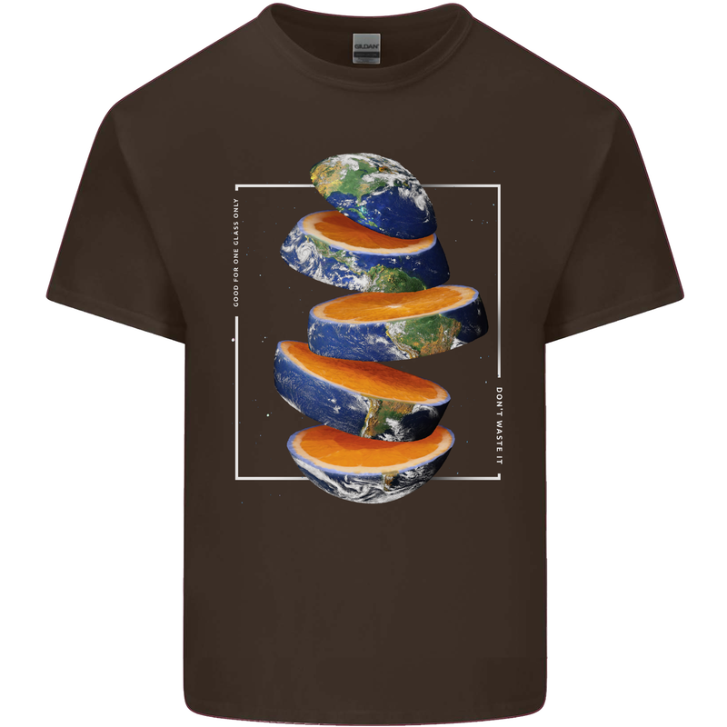 Our Orange Planet Earth One Glass Only Kids T-Shirt Childrens Chocolate