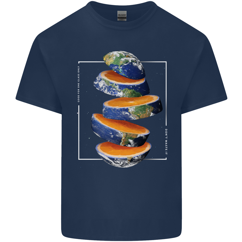 Our Orange Planet Earth One Glass Only Kids T-Shirt Childrens Navy Blue