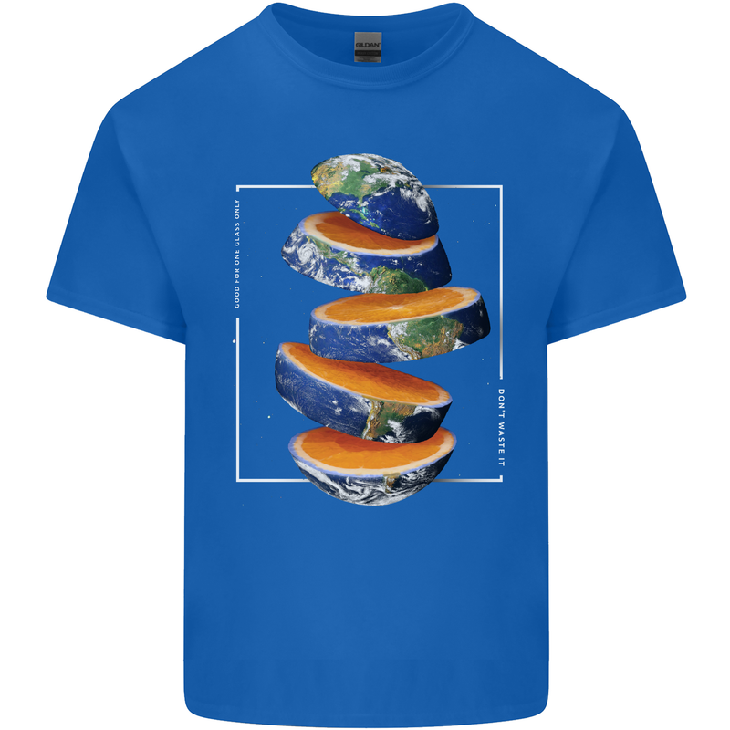 Our Orange Planet Earth One Glass Only Kids T-Shirt Childrens Royal Blue